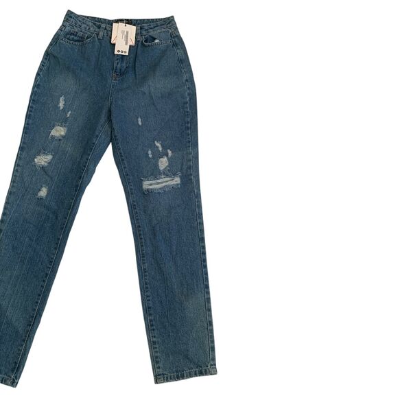 Boohoo Women's Size 4 Tall Distressed Mom Denim Jean Brand New - Picture 9 of 16